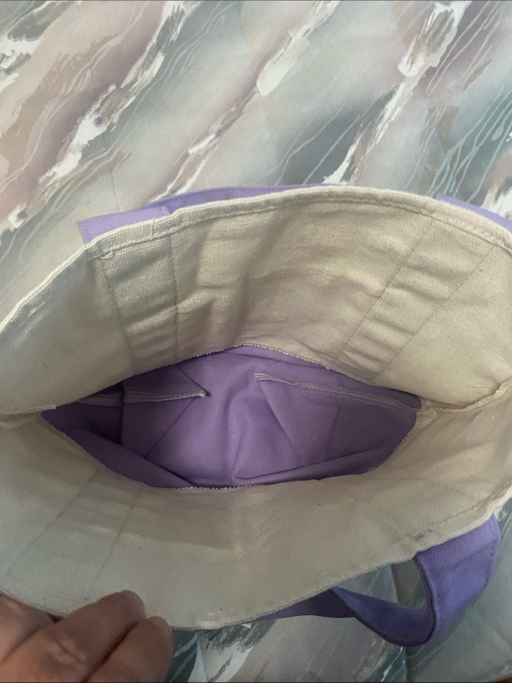 Trader Joe’s Lavender-Accent Canvas “mini” tote Bag NWT - Picture 5 of 5